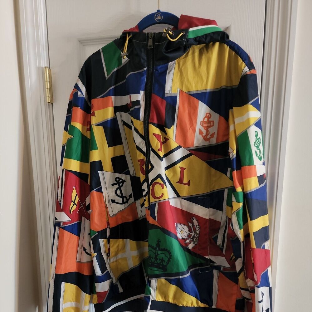 Polo Ralph Lauren Bayport Graphic Windbreaker Jacket RLYC Burgee Flag Size L